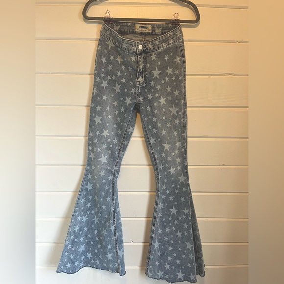 ROCK & ROLL DENIM WOMEN'S STAR HIGH RISE BELL-BOTTOM JEANS SIZE 26x36 - Picture 3 of 10